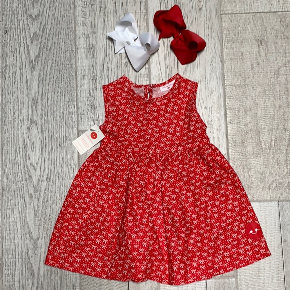 Smiling Button Dress red 18-24 months